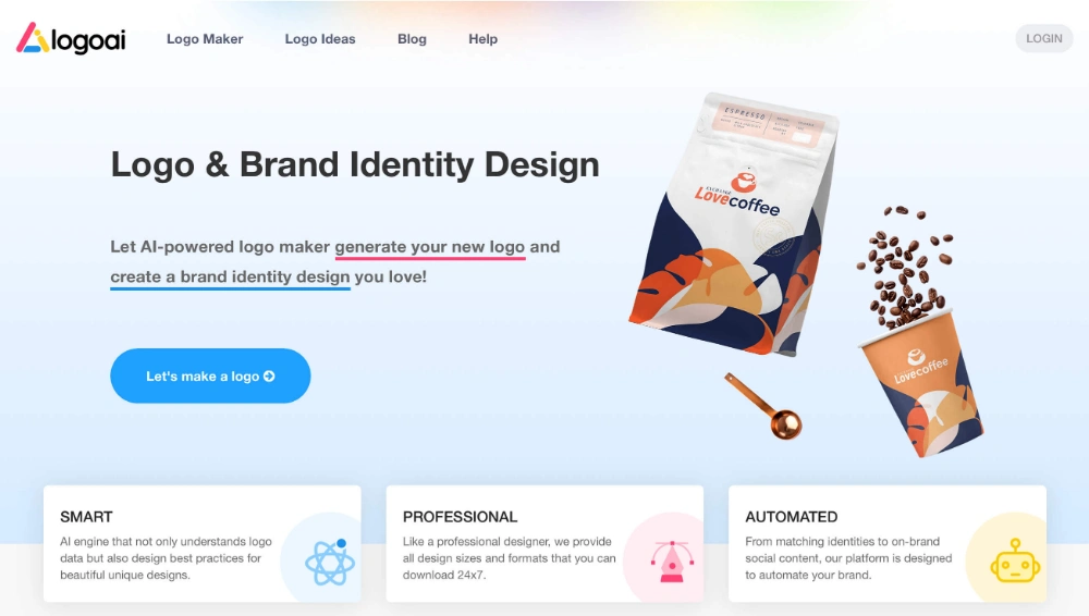 LogoAI è un tool di logo maker e insieme un ecosistema non solo per loghi ma per identity brand.