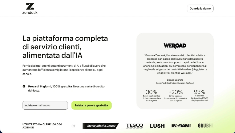 Zendesk è un CRM davvero potente e performante.
