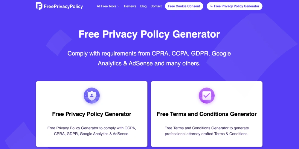 FreePrivacyPolicy generatore privacy policy