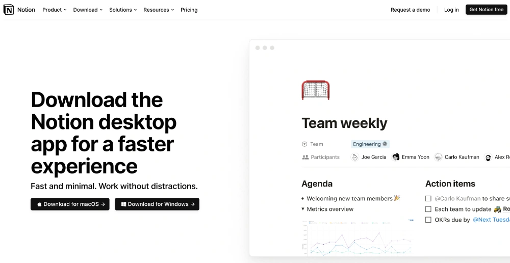 Notion app per appunti Mac