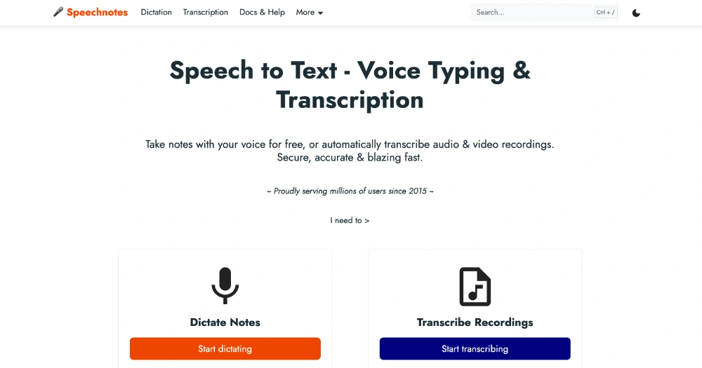 Speechnotes e le app per trascrivere audio